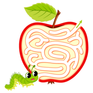 Caterpillar Find Path Through Apple Maze Sticker