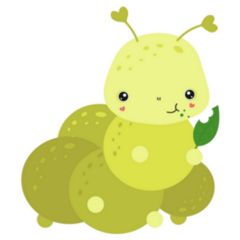 Caterpillar Heart Cute Cartoon Eats A Leaf Sticker