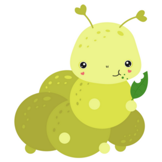 Caterpillar Heart Cute Cartoon Eats A Leaf Sticker