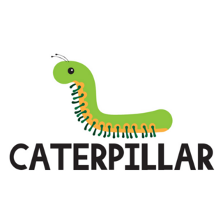 Caterpillar Illustration Lettering Sticker