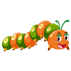 Caterpillar In Orange And Green Color Sticker
