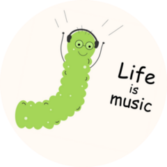 Caterpillar Life Is Music Illustration Sticker