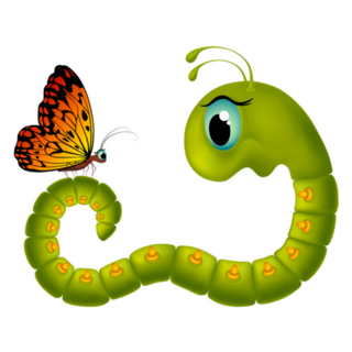 Caterpillar Looking At A Butterfly Sticker