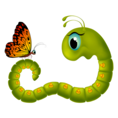 Caterpillar Looking At A Butterfly Sticker