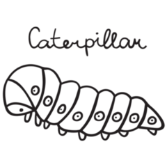 Caterpillar Outline Icon Hand Drawn Sticker