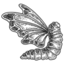 Caterpillar With Butterfly Wings Sketch Engraving Sticker