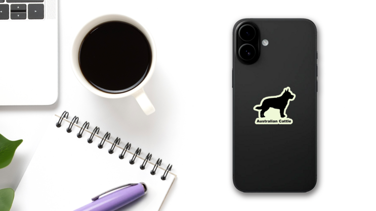 Cattle Dog Breed Sticker on a Phone (New) example