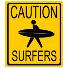 Caution Surfers Sign California Sticker