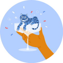 Celebration New Year 2022 Wine Glass Tiger Sticker