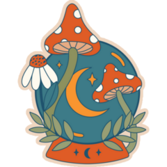 Celestial Abstract Crystal Ball Mushroom Sticker
