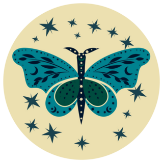 Celestial Butterfly Floral Moon Sticker