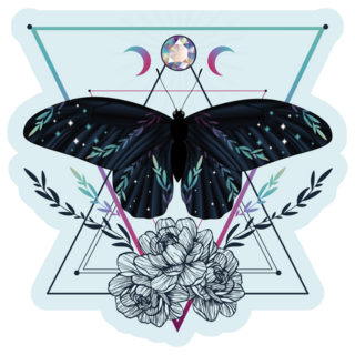 Celestial Butterfly On Blue Sticker