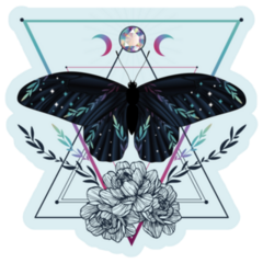 Celestial Butterfly On Blue Sticker