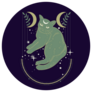 Celestial Green Cat In Space Sticker