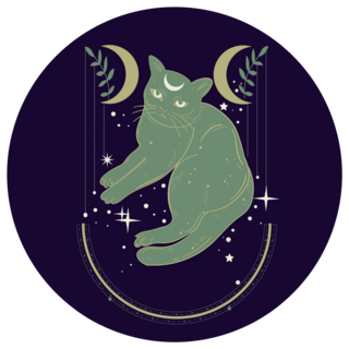 Celestial Green Cat In Space Sticker
