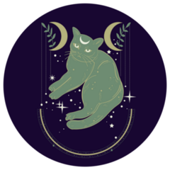 Celestial Green Cat In Space Sticker