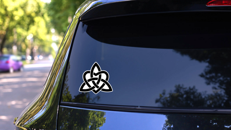Celtic Knots Trinity With A Heart Sticker on a Rear Car Window (New) example
