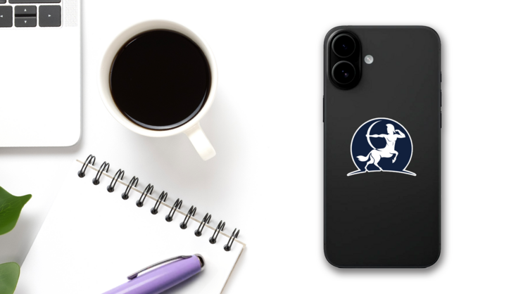 Centaur Archer Mythology Sticker on a Phone (New) example