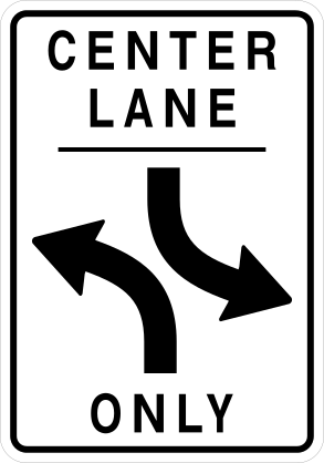 Center Lanes Left Turns Only Sticker
