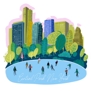 Central Park New York Illustration Sticker