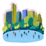Central Park New York Illustration Sticker