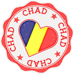 Chad Heart Flag Badge Sticker