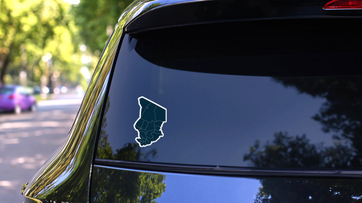 Chad Map Detailed Sticker on a Rear Car Window (New) example