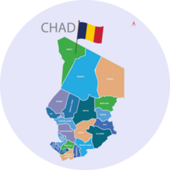 Chad Map With Province Sticker