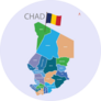 Chad Map With Province Sticker