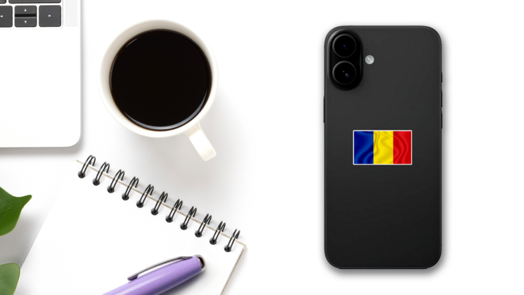 Chad National Flag In The Wind Sticker on a Phone (New) example