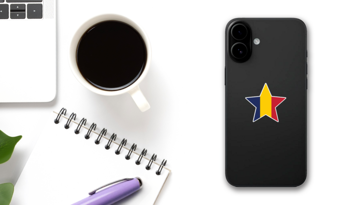 Chad Star Flag Sticker on a Phone (New) example