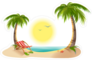 Chaise Longue Under Palm Tree On The Beach