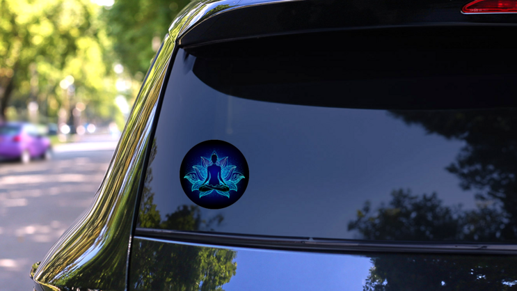 Chakra Concept Lotus Position Yoga Sticker on a Rear Car Window (New) example