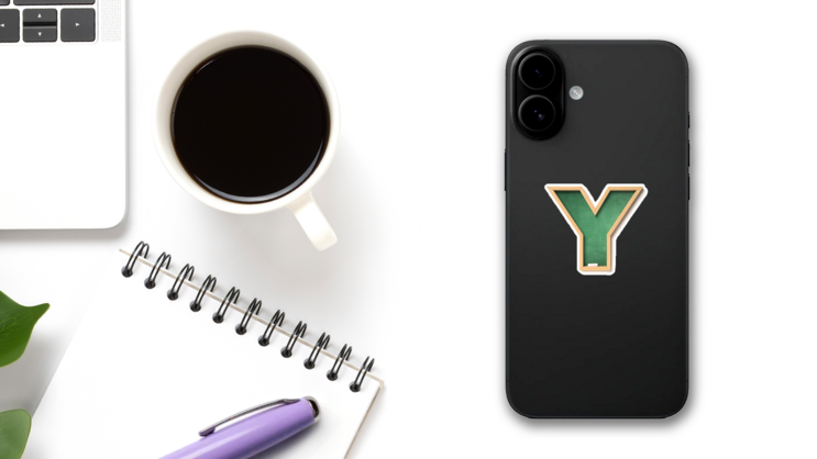 Chalkboard Font Letter Y Sticker on a Phone (New) example
