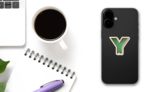 Chalkboard Font Letter Y Sticker on a Phone (New) example