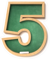 Chalkboard Font Number 5 Sticker