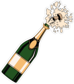 Champagne Bottle Open Pop Art Sticker