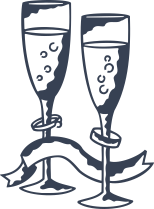 Champagne Glasses For Just Married Or Wedding Sticker