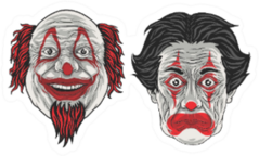 Character Cartoon Two Clown Heads Sticker