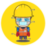 Character Electrician Cartoon In Circle Sticker