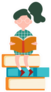 Character Girl Sitting On Big Books School Library Sticker