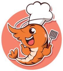 Character Shrimp Chef Hat Sticker