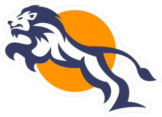 Charismatic Jumping Lion Logo Sticker