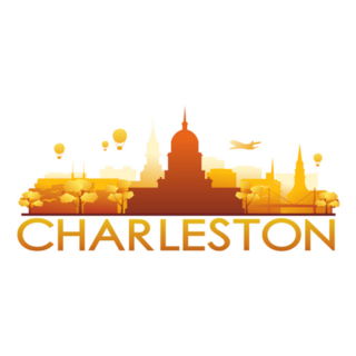 Charleston Skyline Silhouette Gradient Color Sticker