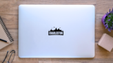 Charleston South Carolina City Skyline Silhouette Banner Sticker on a Laptop (New) example
