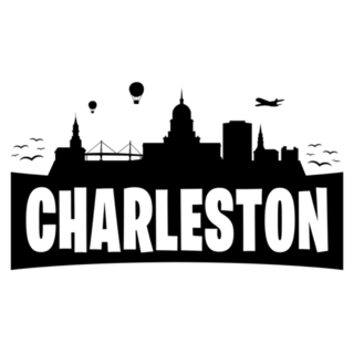 Charleston South Carolina City Skyline Silhouette Banner Sticker