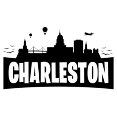 Charleston South Carolina City Skyline Silhouette Banner Sticker