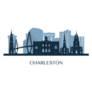 Charleston, South Carolina  Skyline, Monochrome Sticker