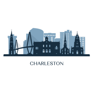 Charleston, South Carolina  Skyline, Monochrome Sticker