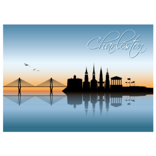Charleston, South Carolina Skyline Reflection Sticker